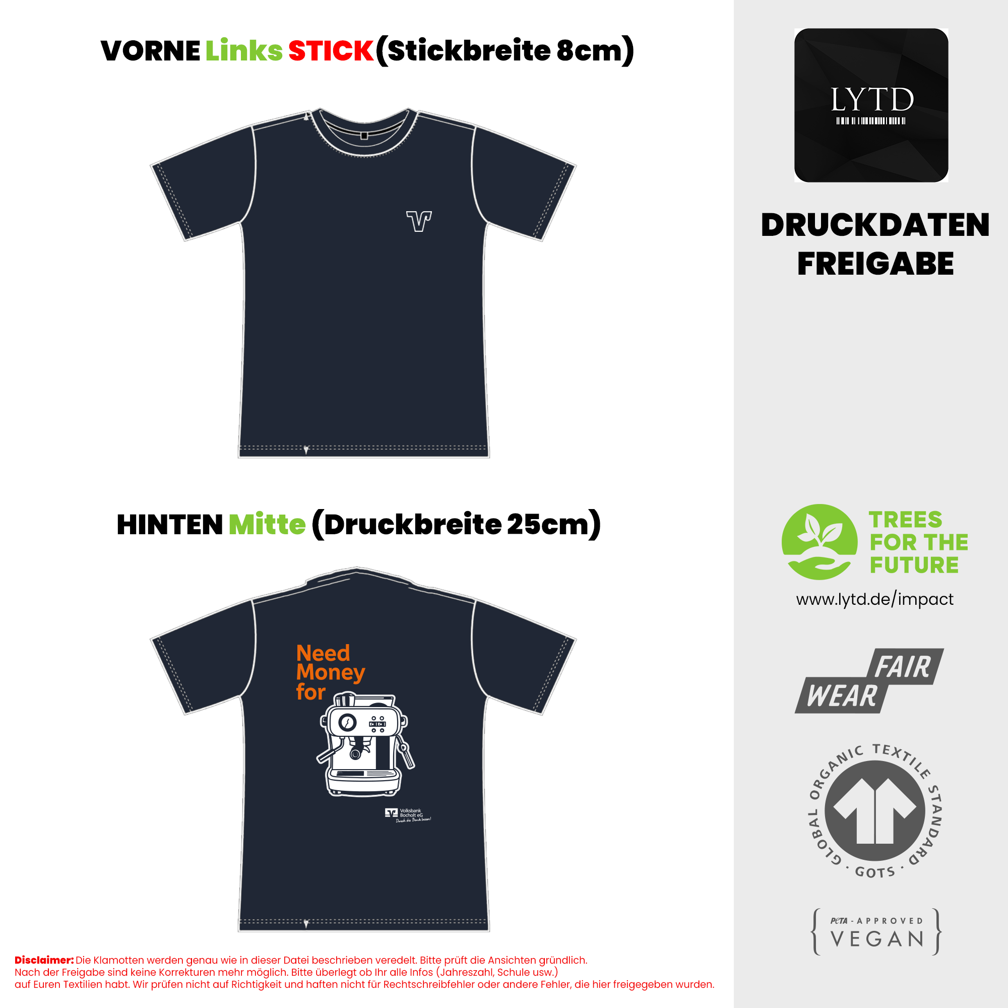 Volksbank Bocholt Sample V6-Siebtägermaschine Men Organic Regular T-Shirt 190gsm