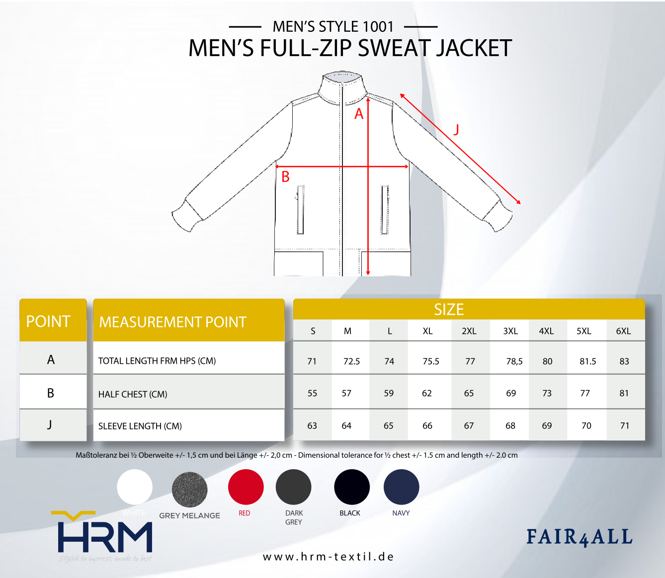 Herren Premium Full-Zip sweat Jacket (HRM)