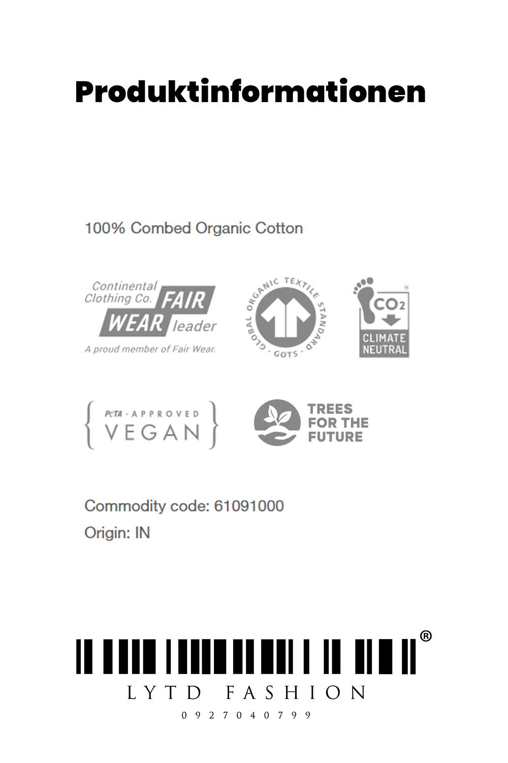 EP18L Unisex Organic Long Sleeve T-Shirt